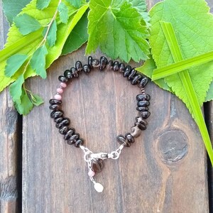 Smoky Quartz and Pink Ruby bracelet, July birthstone, jewelry for women, free shipping, gifts for her