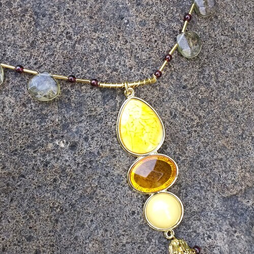 Garnet necklace, tassel necklace, shops gold necklace, Smoky Quartz necklace, long necklace, January birthstone jewelry, healing stone jewelry