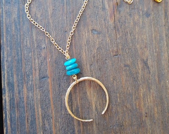Blue Apatite and gold Naja necklace, jewelry for women, free shipping, gifts for her