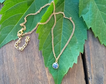 Blue Sapphire and gold necklace, September birthstone, jewelry for women, free shipping, gifts for her