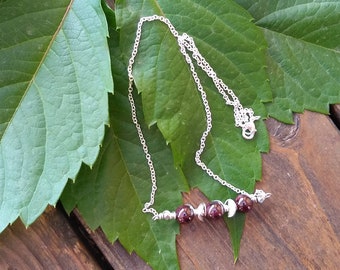 Red Garnet and silver necklace, January birthstone, jewelry for women, free shipping, gifts for her