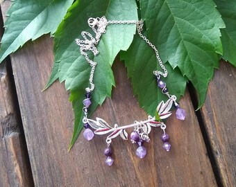 Amethyst and silver tree branch necklace, February birthstone, jewelry for women, free shipping, gifts for her