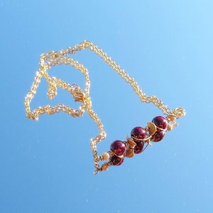 Red Garnet and gold necklace, January birthstone, jewelry for women, free shipping, gifts for her