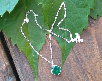 Green Onyx and sterling silver necklace, jewelry for women, free shipping, gifts for her