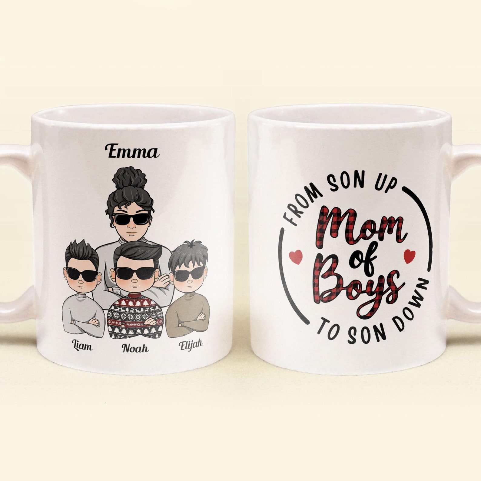 The ceramic mug with a cute cartoon print of your mother and her children is a truly adorable gift.