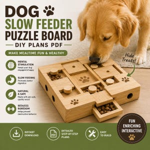 Dog Slow Feeder Puzzle Board DIY Plans | Interactive Wooden Toy (PDF)