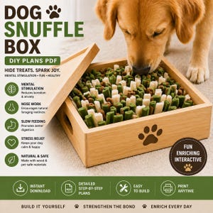 DIY Dog Snuffle Box Plans | Interactive Enrichment Toy, Nose Work Game (PDF)