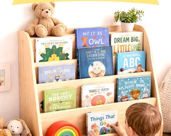 DIY Kids Bookshelf Plans PDF, Montessori Front Facing Book Display, Wooden Nursery Bookcase, Kids Reading Shelf DIY Kids Gift Kids Furniture