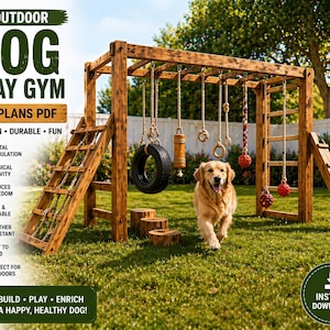 Outdoor Dog Play Gym DIY Plans | Wooden Agility Training Set (PDF Download)