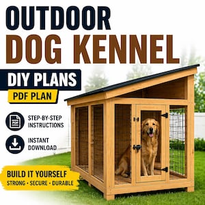 DIY-planer för utomhushundgård | Stor hundgård i trä (PDF-nedladdning)