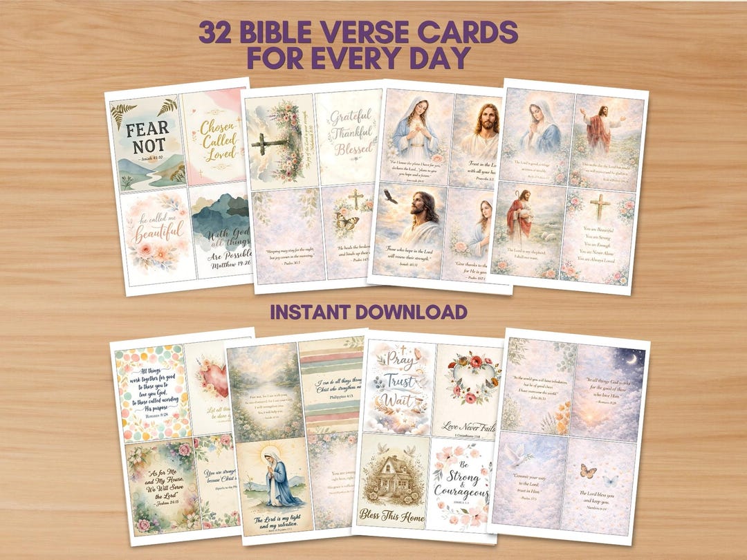 Bible Verse Collage Set Printable Scripture Cards Christian ...