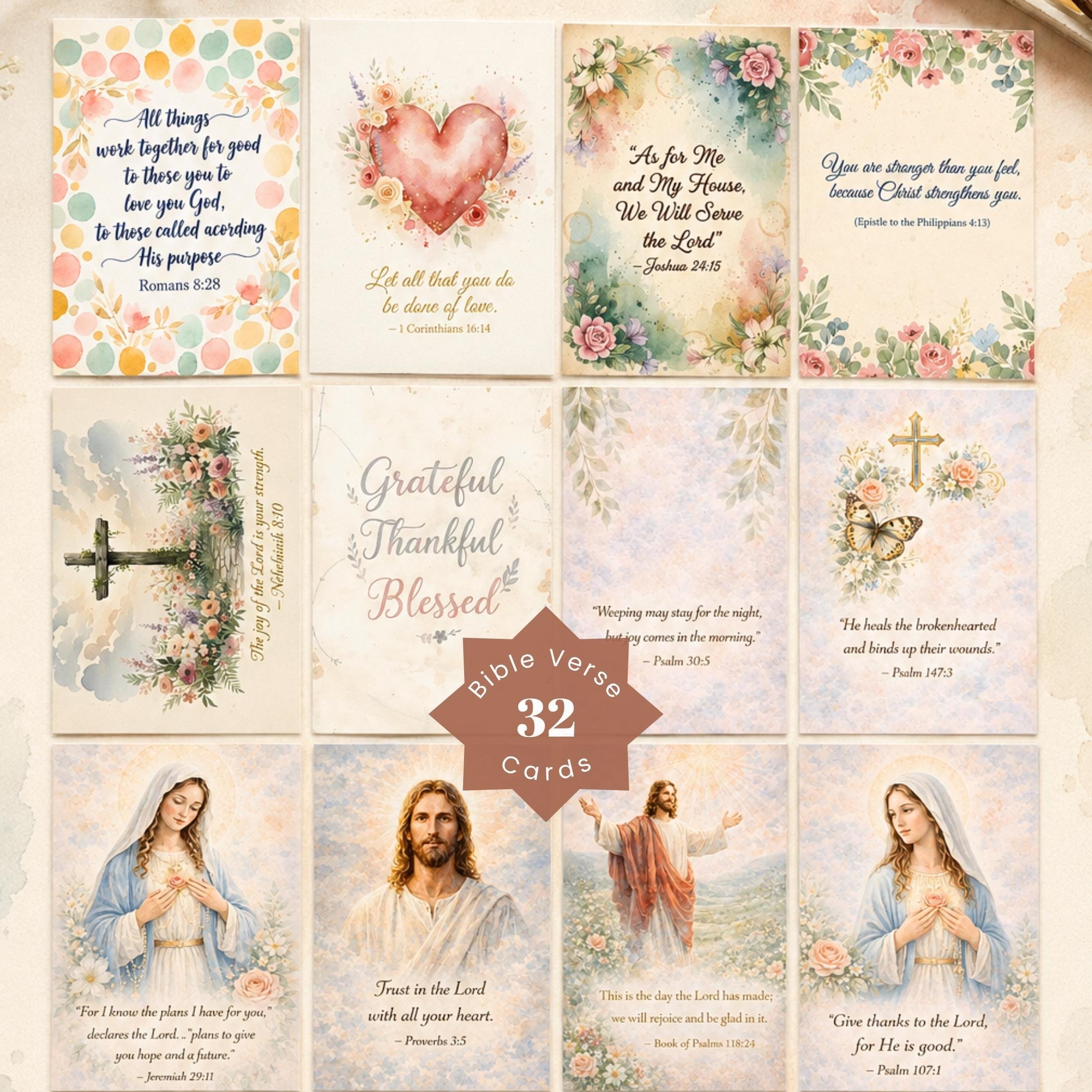 Bible Verse Collage Set Printable Scripture Cards Christian ...
