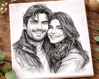 Personlig keramisk fotoplatta: Anpassat bröllops-, husdjurs-, familjeporträttsminne