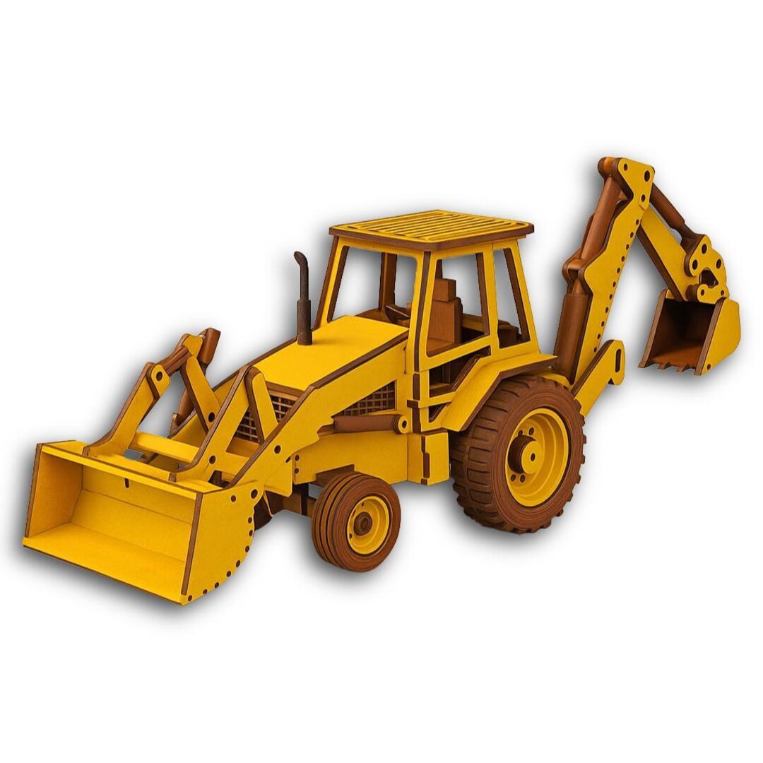 3D Wooden Backhoe Model: Laser Cut Digital File for DIY - Etsy