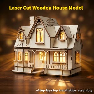 レーザーカット木造住宅模型 | CDR DXF SVG AI Pdf ファイル | 3 mm MDF