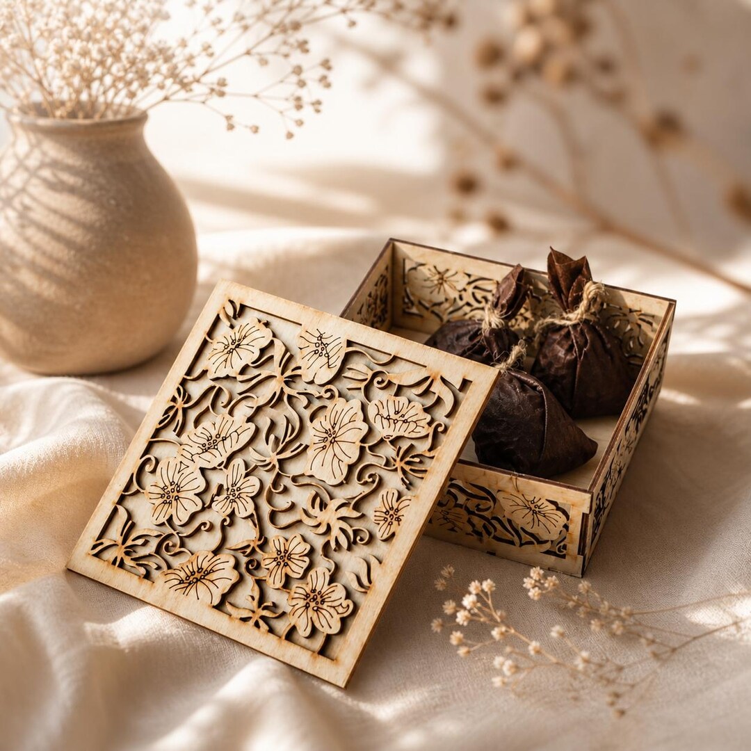 Floral Gift Box Laser Cut Files | SVG DXF CDR | Wooden Box 3mm ...