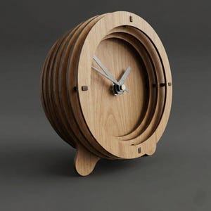 Archivos de corte láser para reloj de mesa de madera: diseño minimalista en capas / MDF de 3 mm