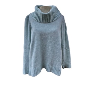 Vintage 2000s Teal Style & Co Size Medium Pastel Winter Sweater, Cowl Neck Sweater