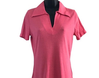 Vintage 70s Cotton Polo Shirt - Hot Pink Carroll Reed Sportswear