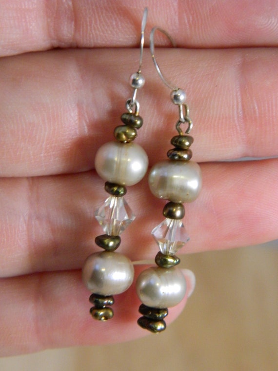 Sterling Silver and Pearl Earrings, Vintage Drop … - image 7