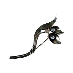 Vintage Gilt Sterling Silver Floral Brooch, Vintage Flower Silver Pin, Flower Vintage Brooch, Vintage Gold Over Silver Floral Pin