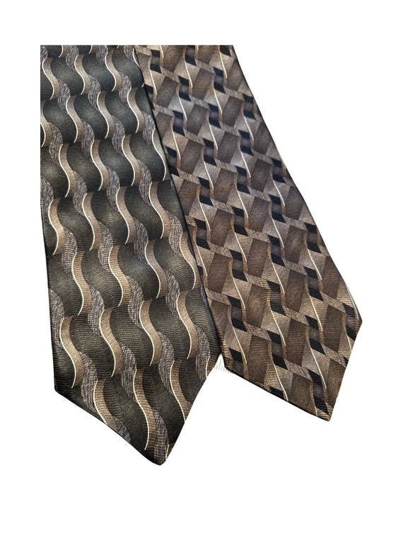 Vintage Pair of J Ferrar Neutral Brown Silk Neckti
