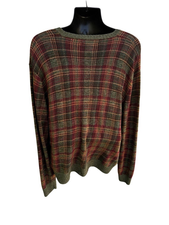 Ralph Lauren Polo Green Red Plaid Sweater XL - image 4