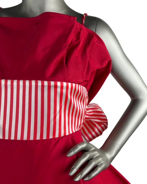 Vintage 1980’S Red And White Candy Striped Dress … - image 4