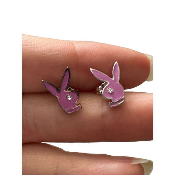 Vintage Pink Playboy Bunny Sterling Silver Stud E… - image 6