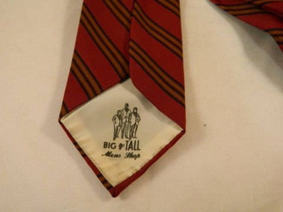 Vintage Big and Tall Mens Striped Tie, Dark Red B… - image 4