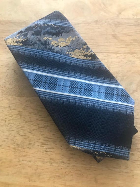 Vintage Dark Blue Tie Carriage Cravats Blue Dark Blue Gold - Etsy