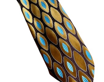 Vintage Mid Century Modern Brown Blue, Tan Monsieur Cravatieur Necktie