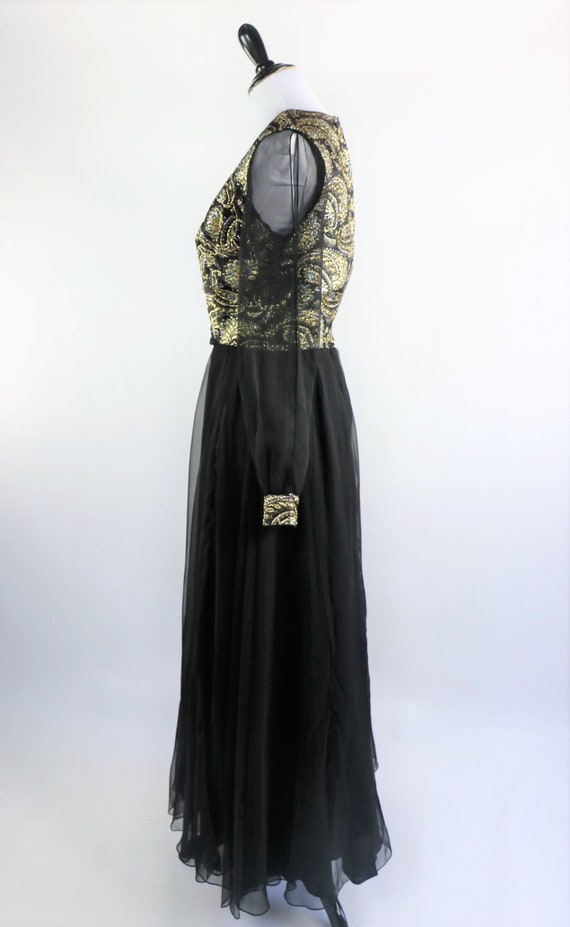 Vintage Late 60s - 1970s Jack Bryan Black Chiffon… - image 7