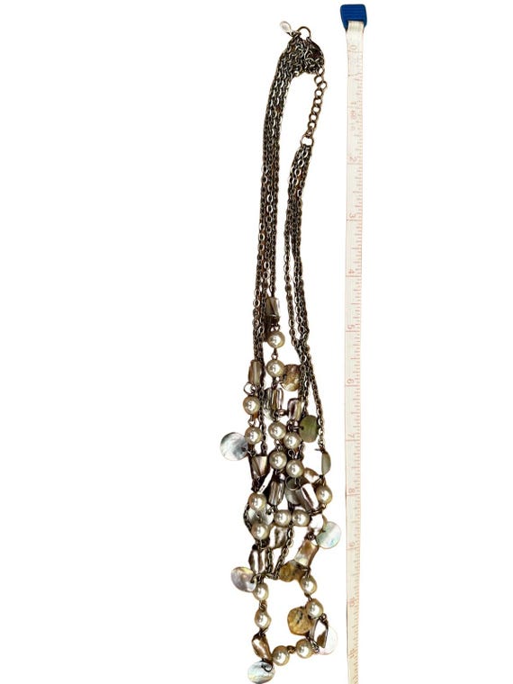 Three Strand Shell Beaded Necklace - image 5