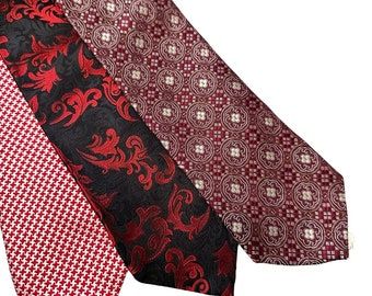 Vintage Paul Fredrick Red Silk Neckties Set of Three