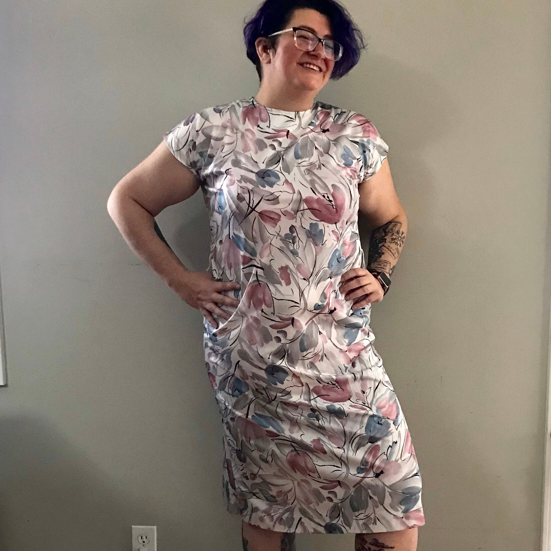 Floral Dress 1980s Vintage Dress Large 
