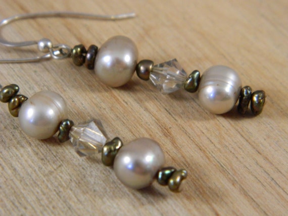 Sterling Silver and Pearl Earrings, Vintage Drop … - image 4