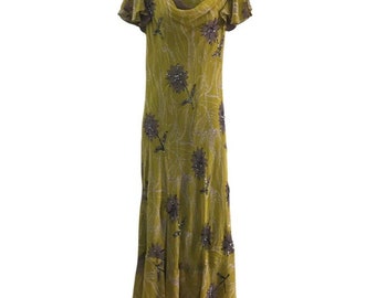 Vintage Jessica Taylor Green Floral Maxi Dress Small