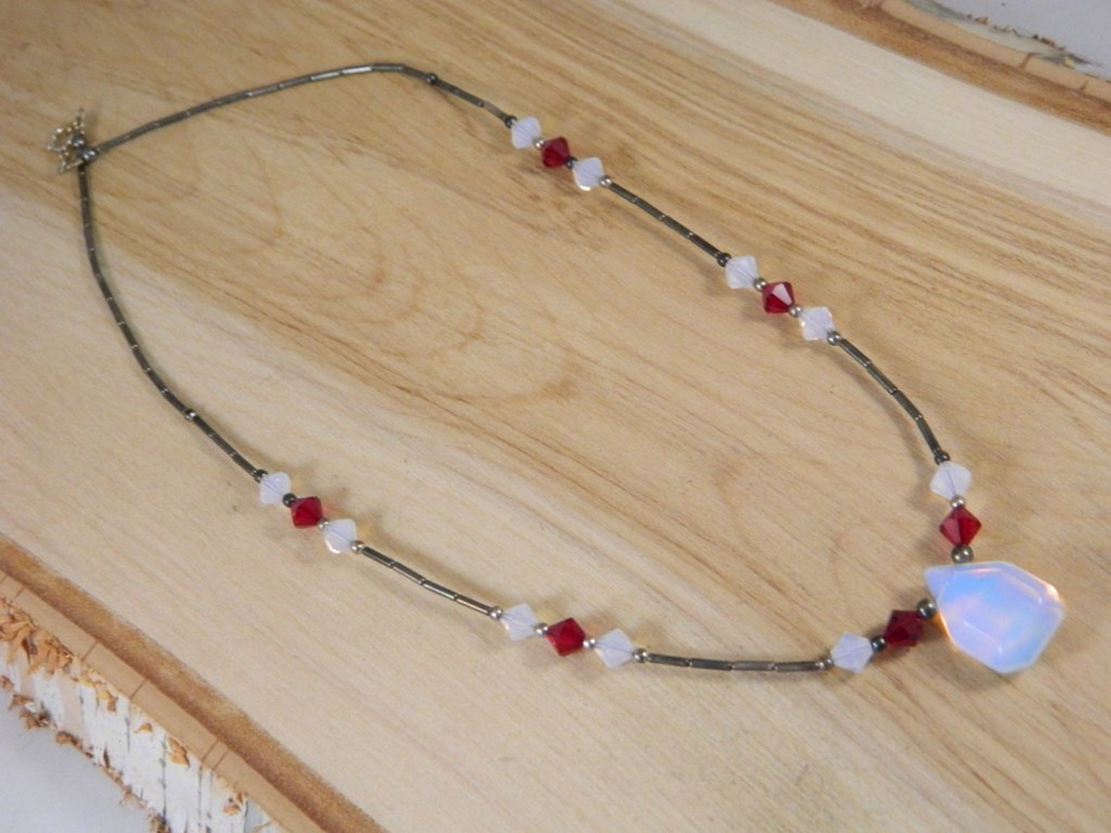 Vintage Sterling Silver Glass Bead Necklace Vintage Red Glass Etsy
