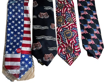 Set of Four American Themed Neckties