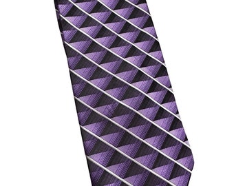 Vintage Stafford Purple Black Checked Polyester Necktie