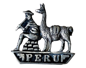 Peruvian Silver Brooch, Vintage Peru Sterling Silver Figural Brooch, Silver Pin