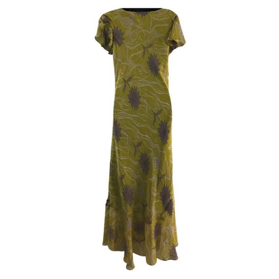 Vintage Jessica Taylor Green Floral Maxi Dress Sm… - image 3