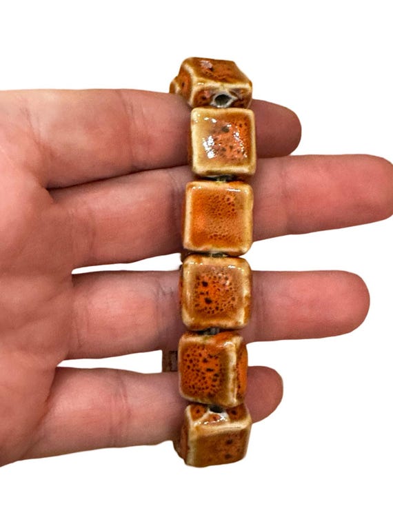 Orange Ceramic Bead Bracelet - image 3