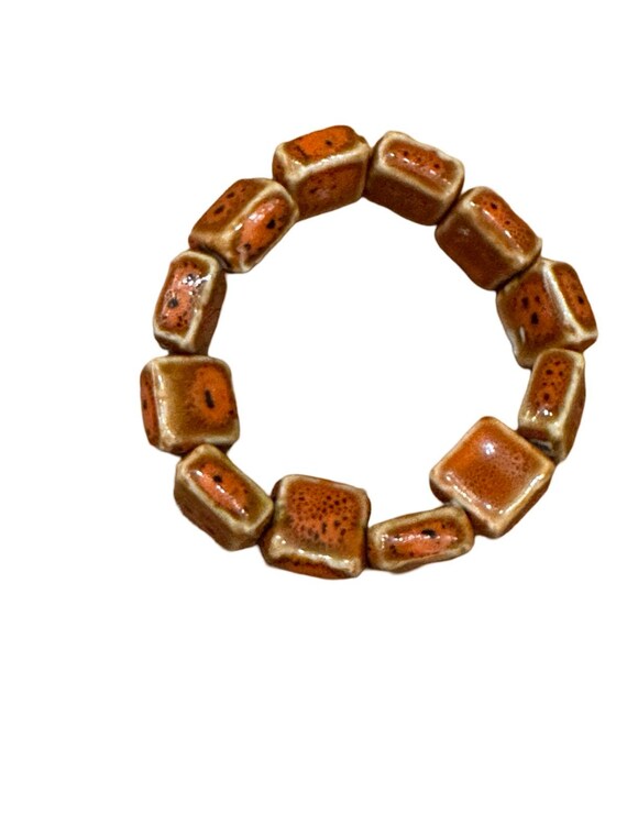 Orange Ceramic Bead Bracelet - image 2