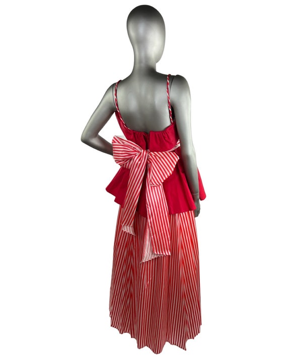 Vintage 1980’S Red And White Candy Striped Dress … - image 3