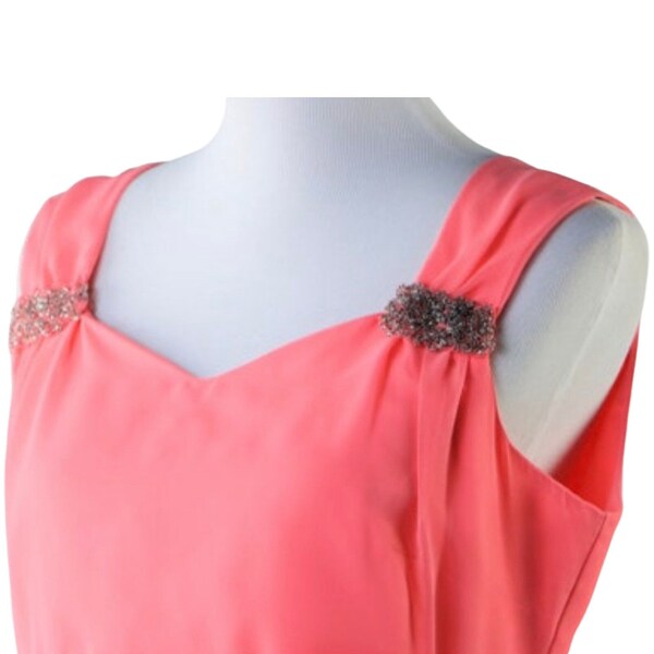 Lace Top Chiffon BUTTON Long Dresses Coral