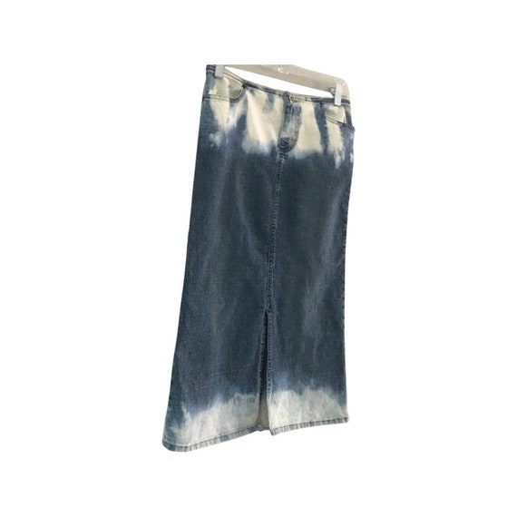 Bleach Dyed Denim Skirt, Vintage Jean Skirt from … - image 3