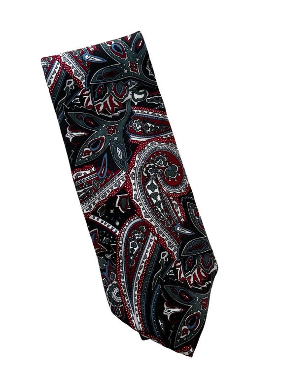 Vintage Stafford Black Paisley 90s Silk Necktie