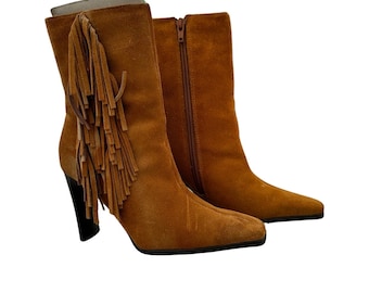 Vintage Predictions Suede Leather Fringe Boots Size 5